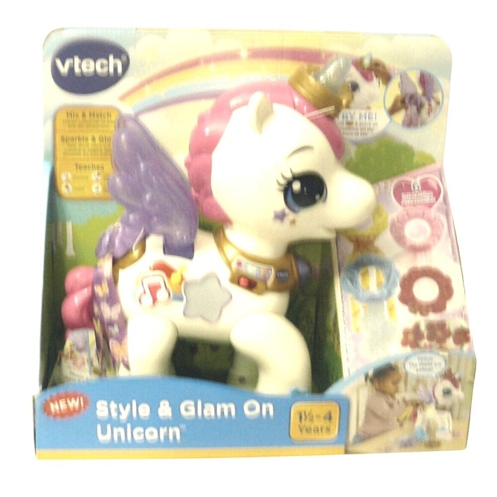 Vtech Style & Glam On Unicorn Interactive Toy w Accessories Ages 1.5-4 Yr NWT